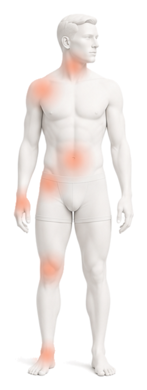 Illustration representing widespread, persistent pain across the body.