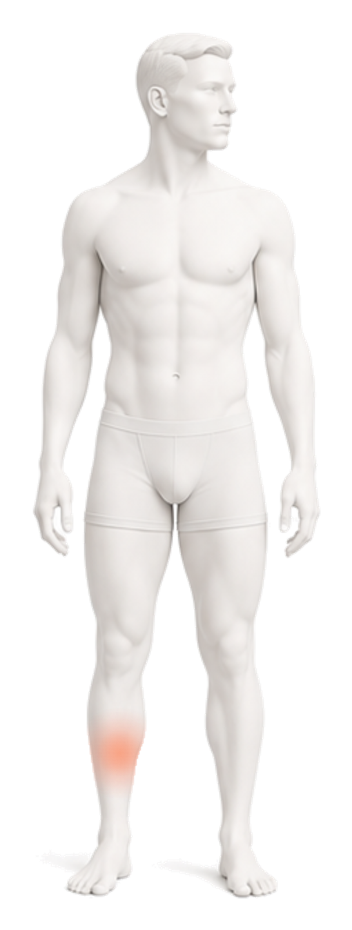 Body illustration with the foot, shin, and hip bones highlighted.